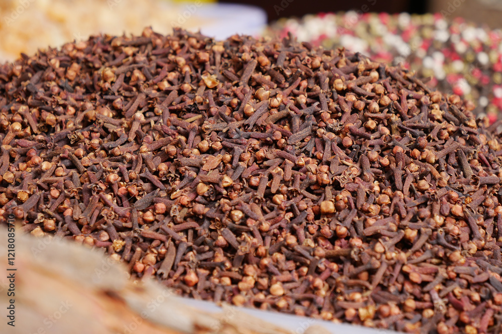Close-Up of Whole Cloves Piled High at a Spice Market Close-Up of Whole Cloves Piled High at a Spice Market