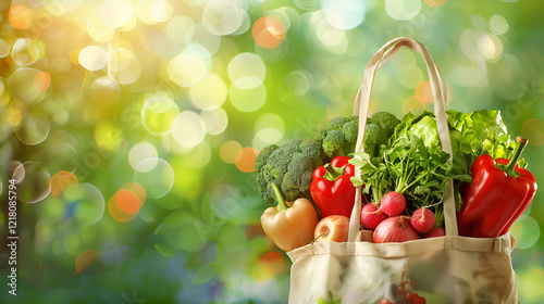 Eco-Friendly Grocery Tote Bag Overflowing with Fresh Produce

 photo