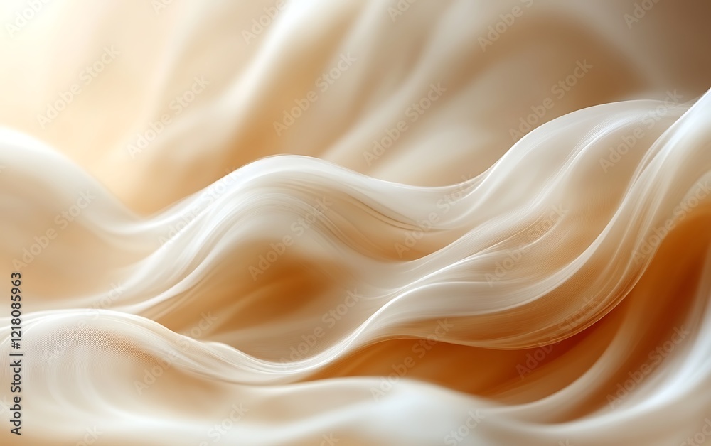 Fototapeta premium Abstract beige waves, flowing fabric texture.