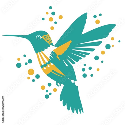 Two-tone vector illustration of paradise hummingbird bird isolated on a white background. JPEG version. photo