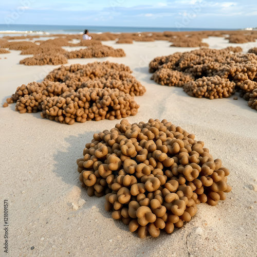 Fucus on sand baltic sea Poland photo