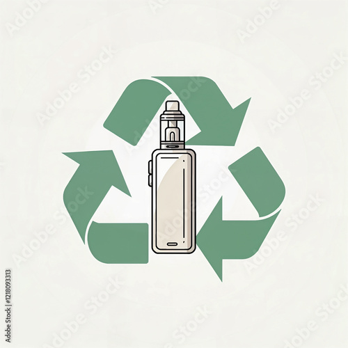 Illustration of Vape Device with Recycling Arrows