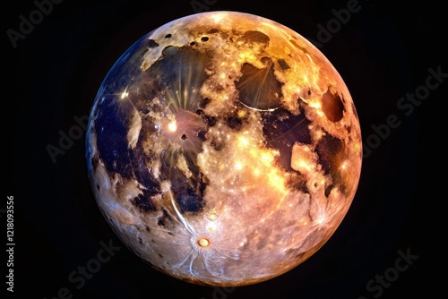 A captivating high-resolution image of an isolated full moon against a deep space backdrop.