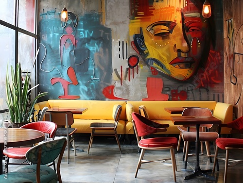 Illustration of Anti-Design Trendy Cafe