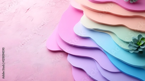 Wallpaper Mural Pastel Colored Layers with Succulents Design Torontodigital.ca