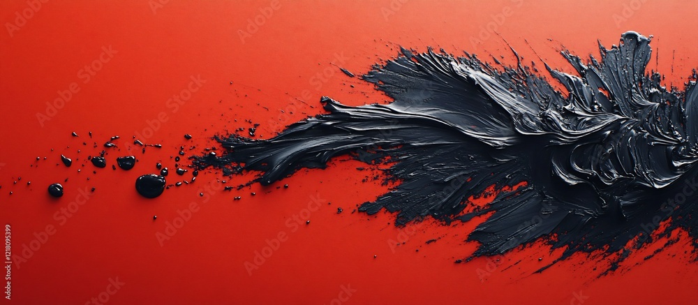 Abstract Black Ink Splash on Red Background: A Bold Artistic Expression Abstract Black Ink Splash on Red Background: A Bold Artistic Expression
