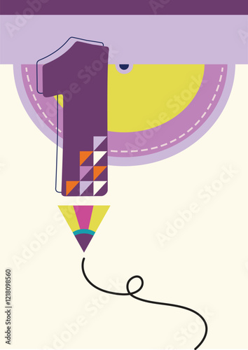 Number One Typography Art Ilustration