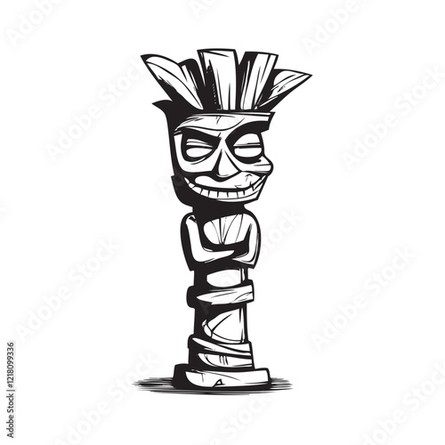 Black and White Tiki Statue: A Symbol of Hawaiian Culture and Art