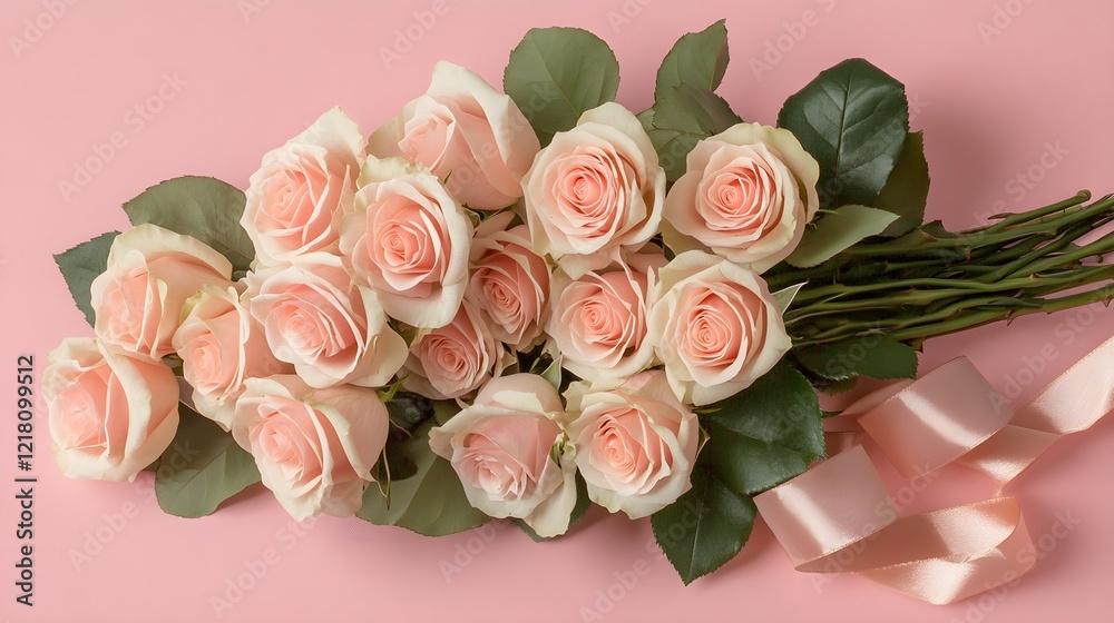 peach roses bouquet on pink background peach roses bouquet on pink background