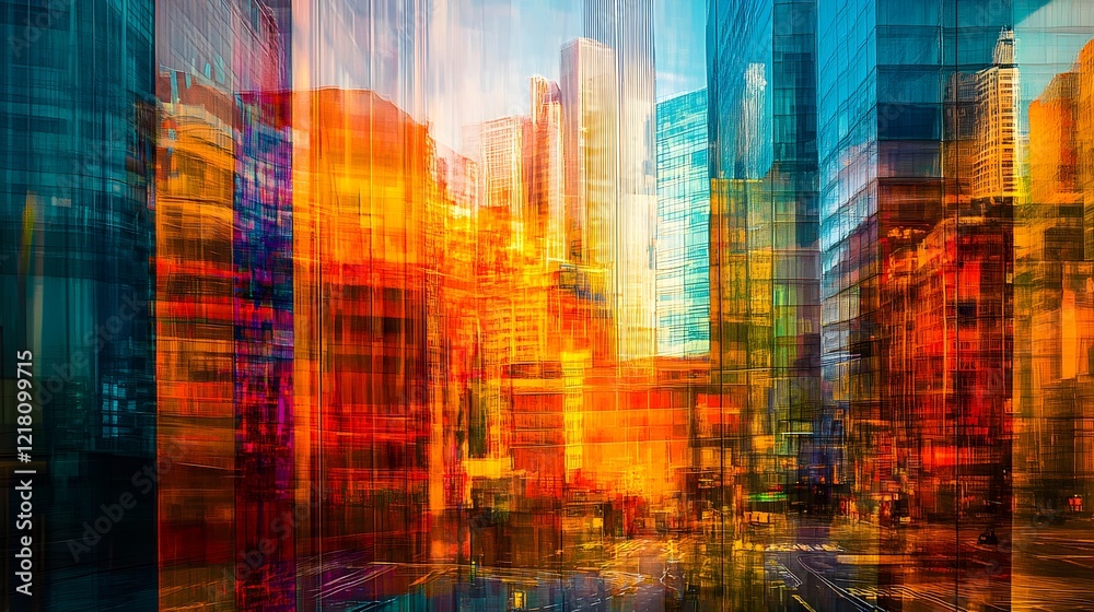 Obraz premium vibrant cityscape abstract art