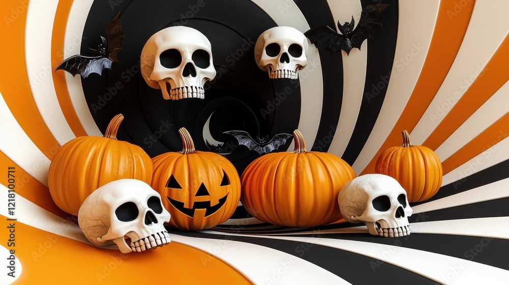 Fototapeta premium Halloween Pumpkins and Skulls