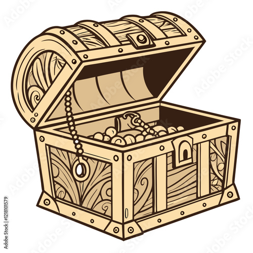 Illustration of a treasure chest isolated on a white background.
