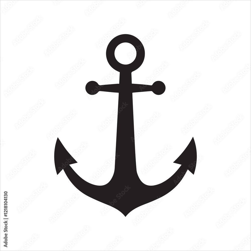 anchor icon silhoutee vector on white background anchor icon silhoutee vector on white background