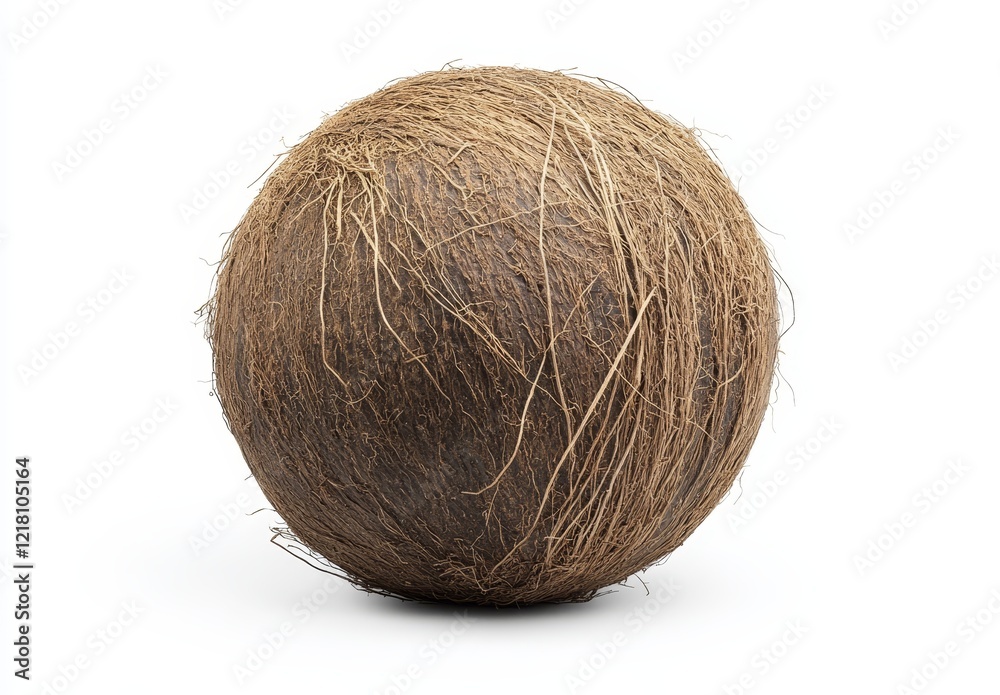 Whole brown coconut with husk isolated on white background. Whole brown coconut with husk isolated on white background.