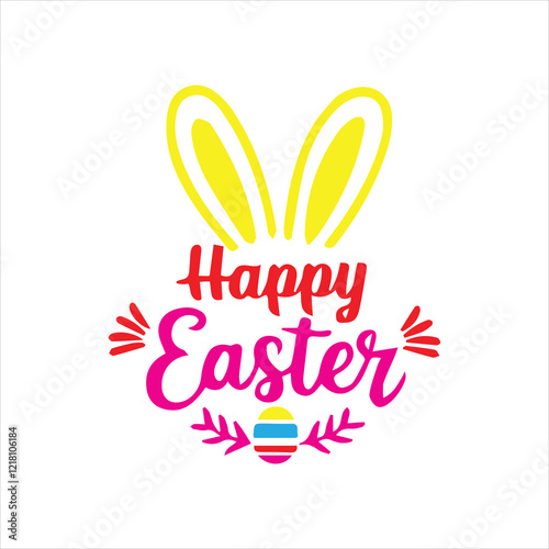 Happy Easter, vector symbols, logo, badges and lettering design