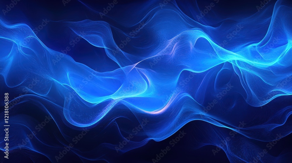Fototapeta premium Abstract blue cosmic swirl showcasing artistic patterns in a deep space theme with hints of white and starry elements