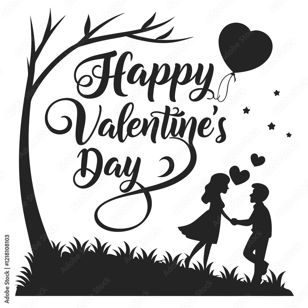 Obraz premium happy valentine's day silhouette vector illustration