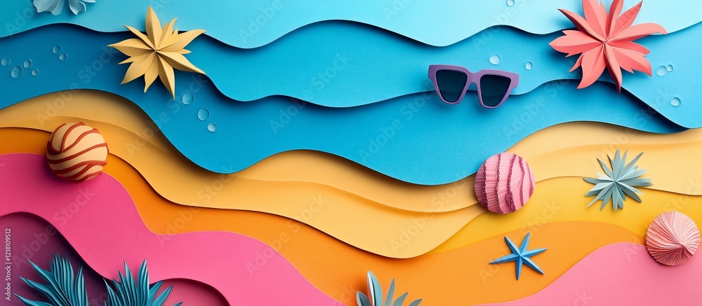 Summer Vibes: Paper Art Beach Scene Summer Vibes: Paper Art Beach Scene