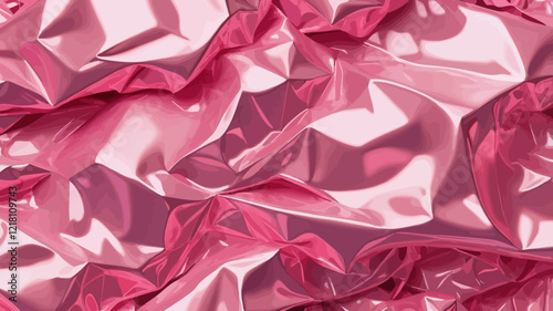 Rendered collage of pink cellophane plastic foil texture. Background for banner, background or texture for 3D mapping