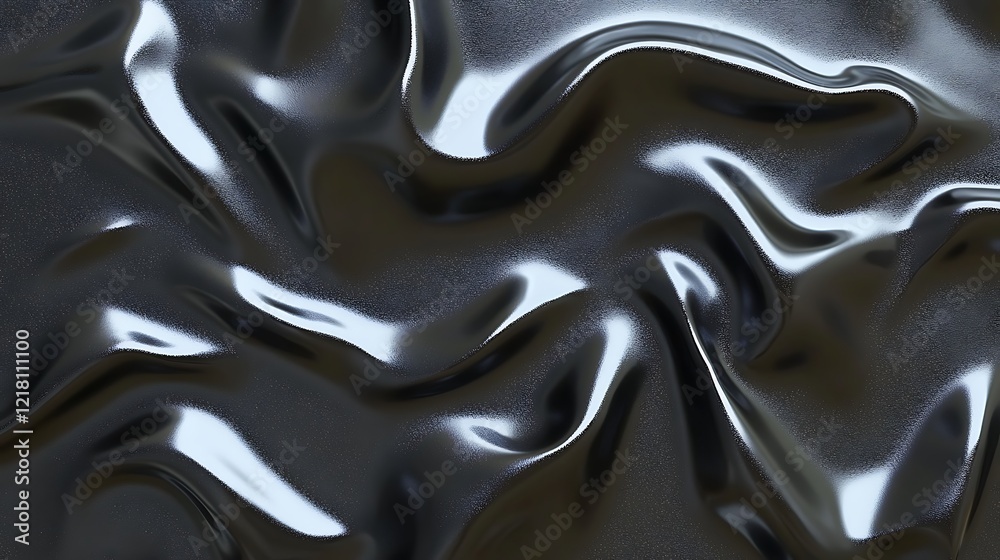 Fototapeta premium Abstract Draped Black Shiny Fabric Texture