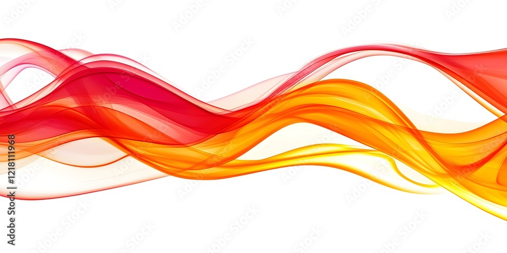 Abstract Red and Orange Flowing Wave Pattern on White Background Abstract Red and Orange Flowing Wave Pattern on White Background