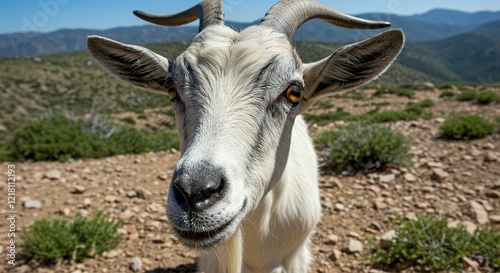 Mountain Goat Close Up Portrait Wildlife Nature Animal