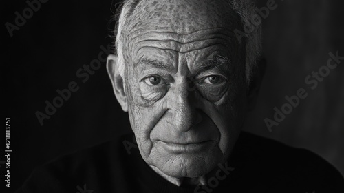 A Black and White Portrait of an Elderly Man, displaying age, wisdom, and resilience.