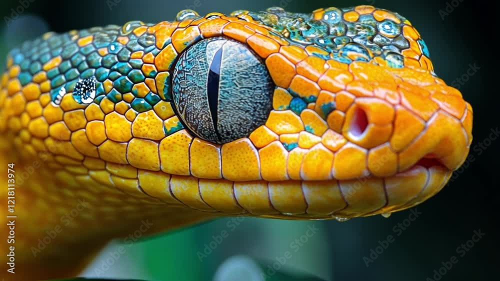 Vibrant Yellow Snake Close-Up: A Stunning Macro Photograph of a Tropical Reptile Vibrant Yellow Snake Close-Up: A Stunning Macro Photograph of a Tropical Reptile