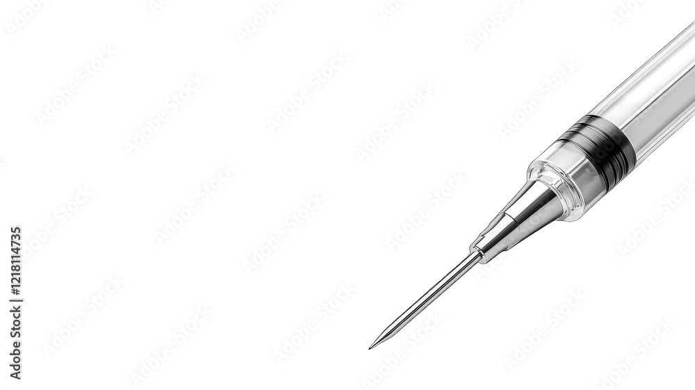 Empty syringe needle tip close-up on dark background Empty syringe needle tip close-up on dark background