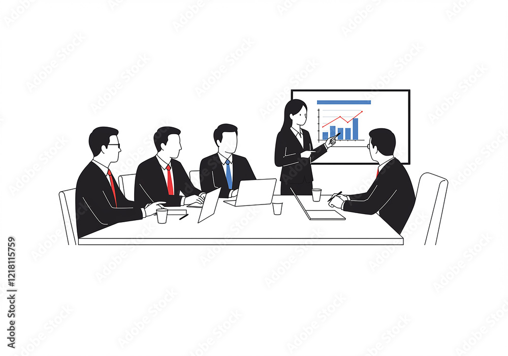 Businesswoman Leading a Team Meeting Presenting Financial Growth Chart Data Analysis Businesswoman Leading a Team Meeting Presenting Financial Growth Chart Data Analysis