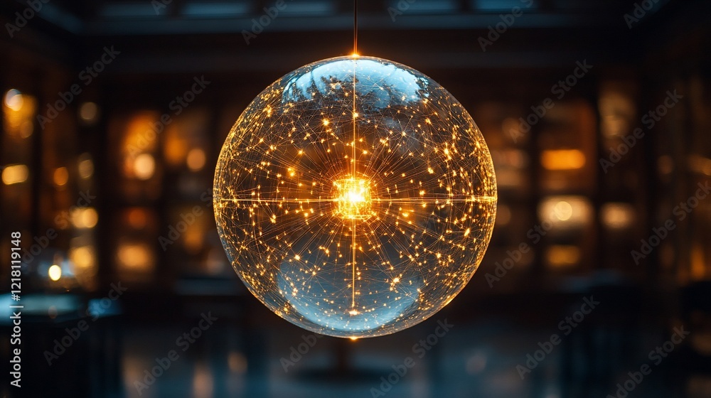 Fototapeta premium Illuminated Sphere: A Glowing Orb in a Dark Ambiance