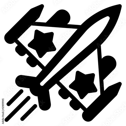 Fighter plane glyph icon