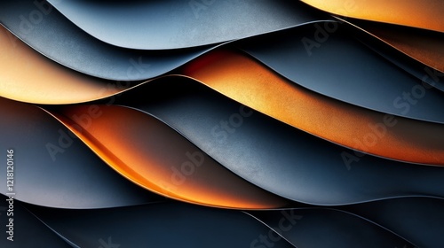 Abstract Dark Blue and Gold Wavy Layers Design photo