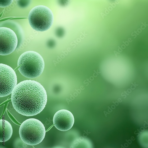 germs pm2.5 concept. Microorganisms on a green background. photo