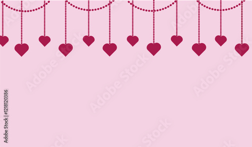 Valentine's day 14 february greeting card. Heart on pink background. Vector illustration