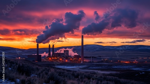 Colstrip Power Plant at Sunset: A Montana Landscape photo