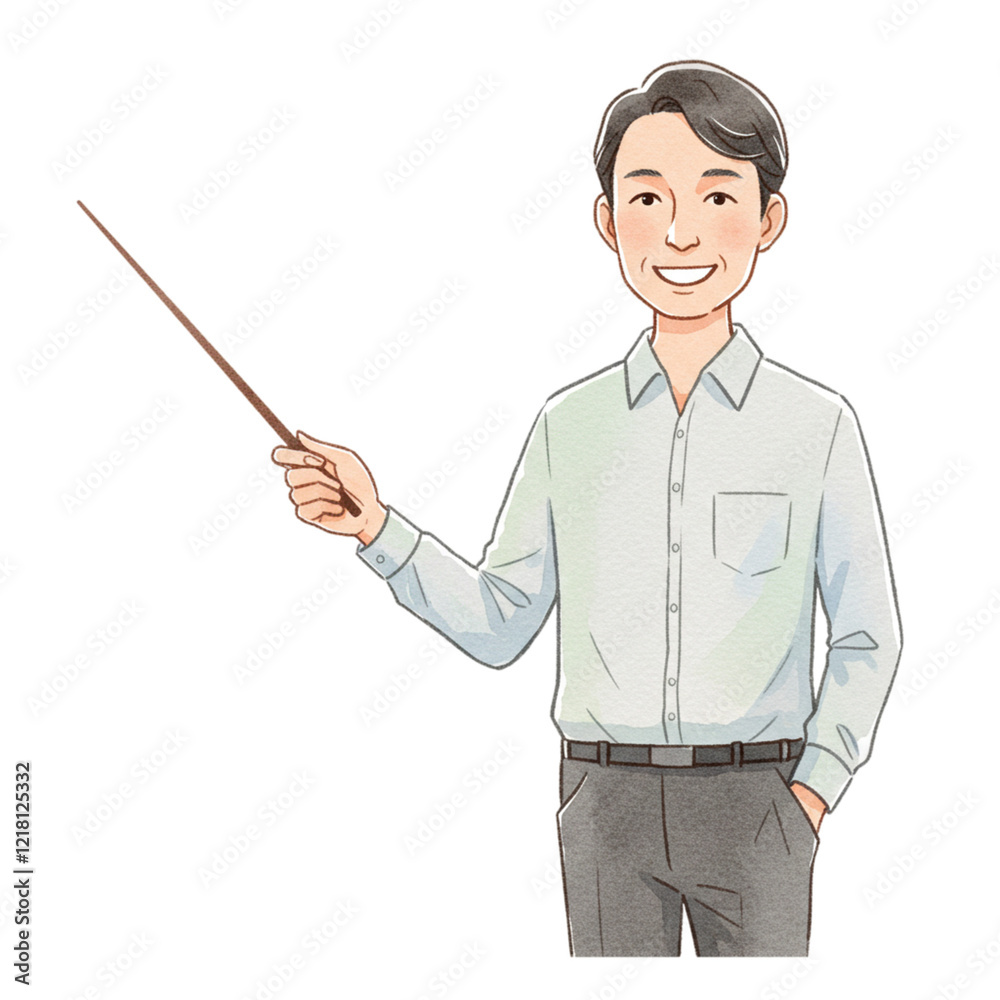 Smiling Male Teacher Presenting Lesson Plan Education Concept Illustration man art image happy Smiling Male Teacher Presenting Lesson Plan Education Concept Illustration man art image happy