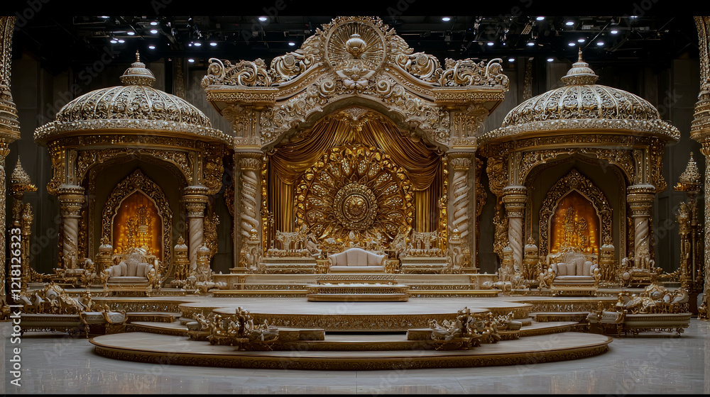 Obraz premium Magnificent Golden Palace Throne: A Royal Architectural Masterpiece