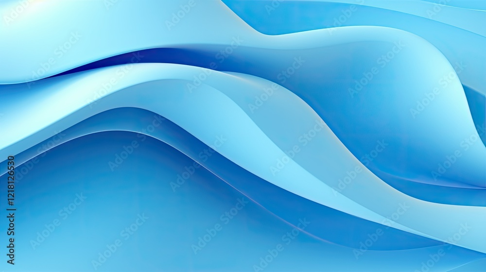 Obraz premium Abstract blue waves create a smooth, flowing design for backgrounds or digital art.