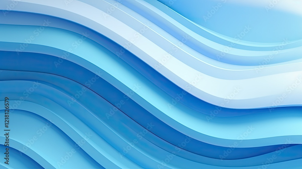 Fototapeta premium Abstract blue waves create a smooth, flowing design, evoking calmness and fluidity.