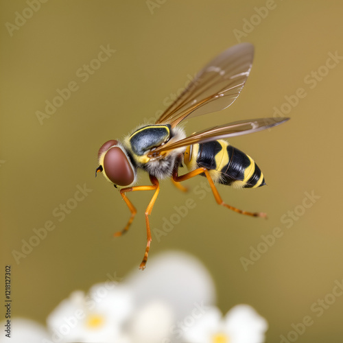 European species of hoverfly (epistrophe eligans) flying photo