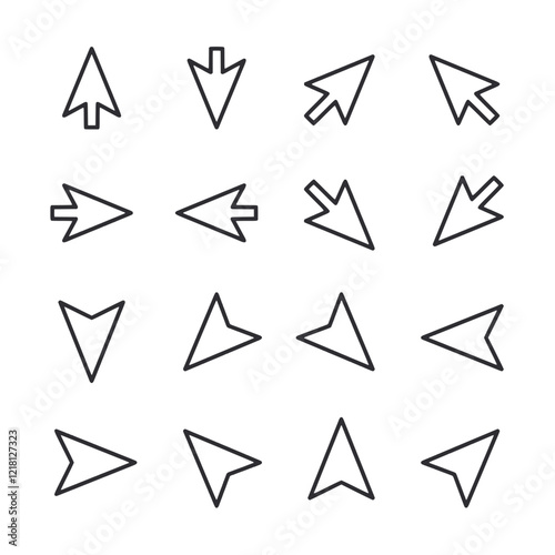 A set of arrows in various orientations and sizes