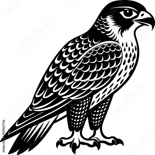 Majestic Peregrine Falcon Mascot on White