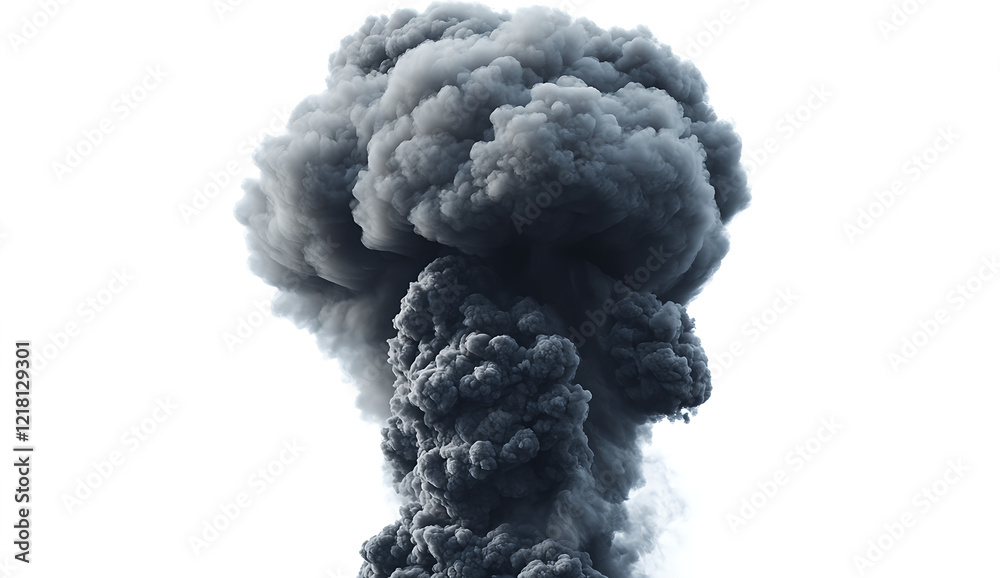 A large cloud of smoke or dust on a white background, PNG cutout. A large cloud of smoke or dust on a white background, PNG cutout.