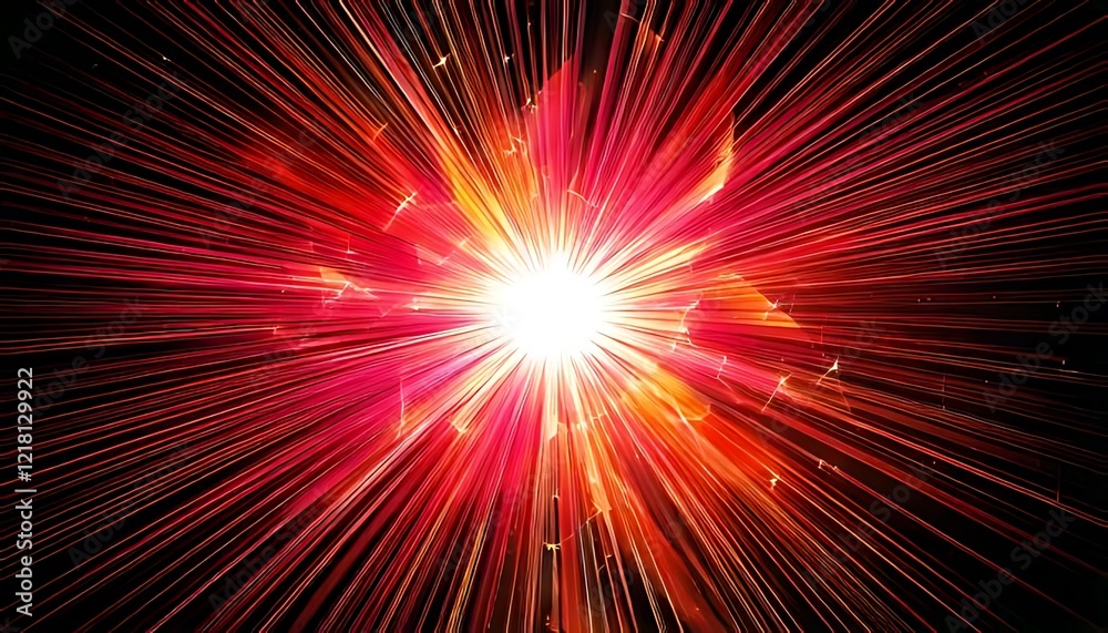 A vibrant star explodes, radiating pink and orange fragments A vibrant star explodes, radiating pink and orange fragments