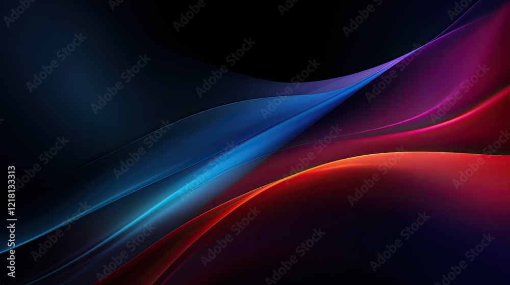 Naklejka premium Abstract waves of color blending in a dark background, creating a dynamic visual effect.