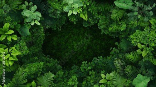 Wallpaper Mural Lush Green Forest Canopy with Dense Foliage Framing a Dark Center in a Peaceful Natural Setting Torontodigital.ca