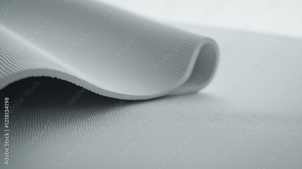 Textured grey mat waves on white background; studio shot, product display Textured grey mat waves on white background; studio shot, product display