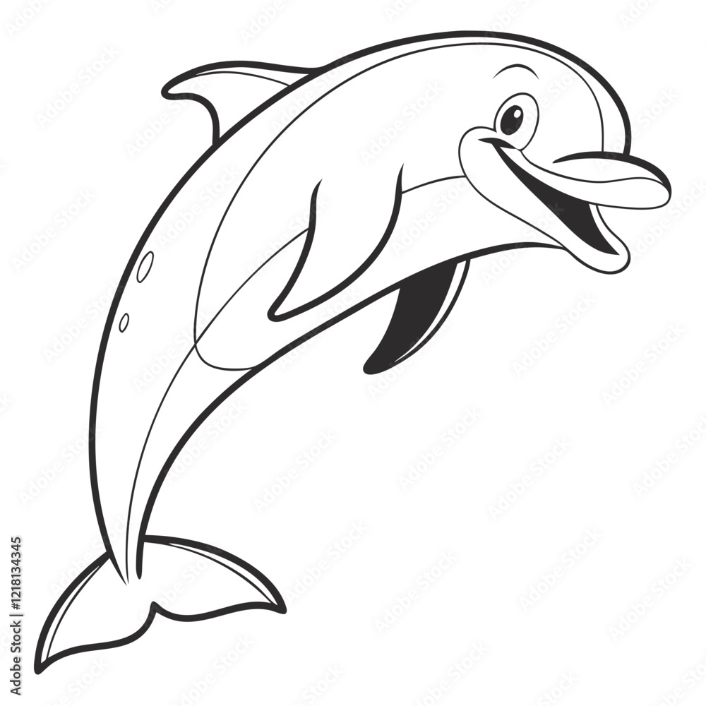 Fototapeta premium Simple dolphin clipart with white background.