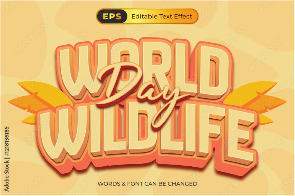 Fototapeta premium World Wildlife Day editable text effect template